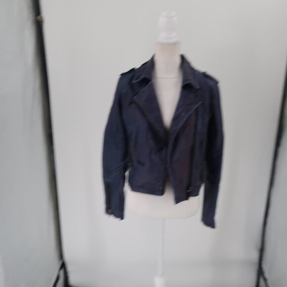 Blank NYC Blue Faux Leather Jacket Size Small - Picture 5 of 10